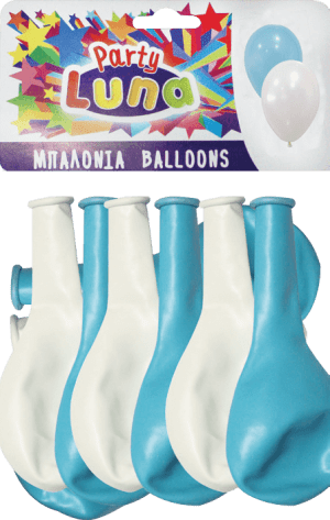 Luna Μπαλόνια Λευκά- Γαλάζια Ø24cm 24pcs